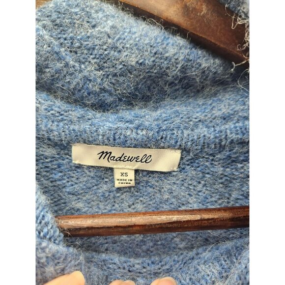 Madewell XS Womens Blue Knit Hoodie With Kangaroo Pocket  Acrylic/Wool Blend - Picture 2 of 6